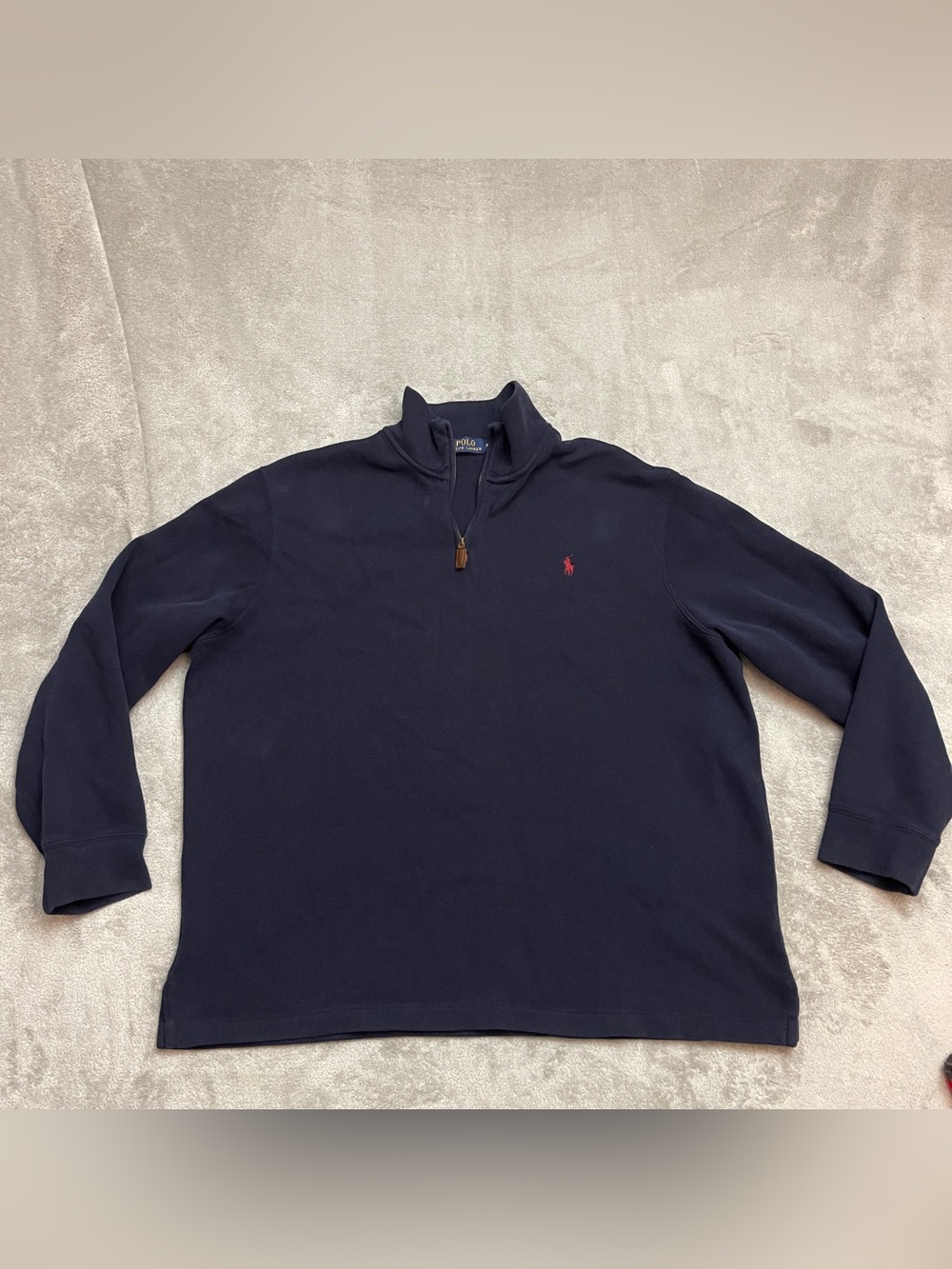 Polo Ralph Lauren Mens XXL Estate Rib 1/4 Quarter Zip Pullover Navy Blue Logo